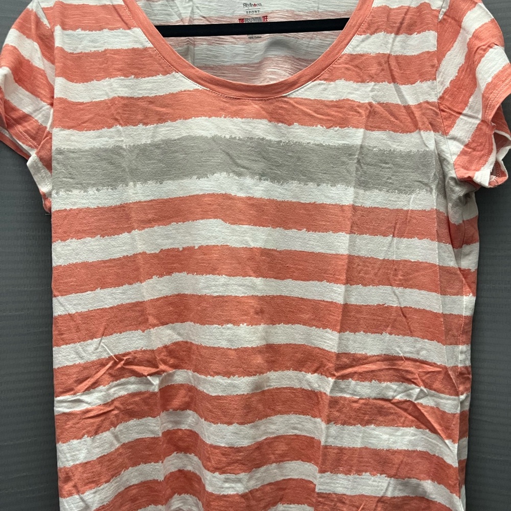 Style & Co. Pink Short Sleeve Striped T-shirt